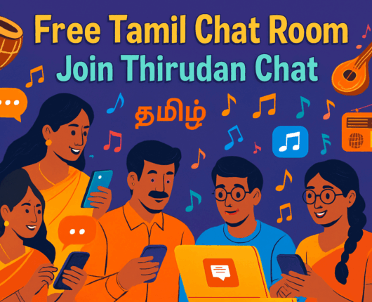 Free Tamil Chat Room with Tamil culture, music, and online community icons